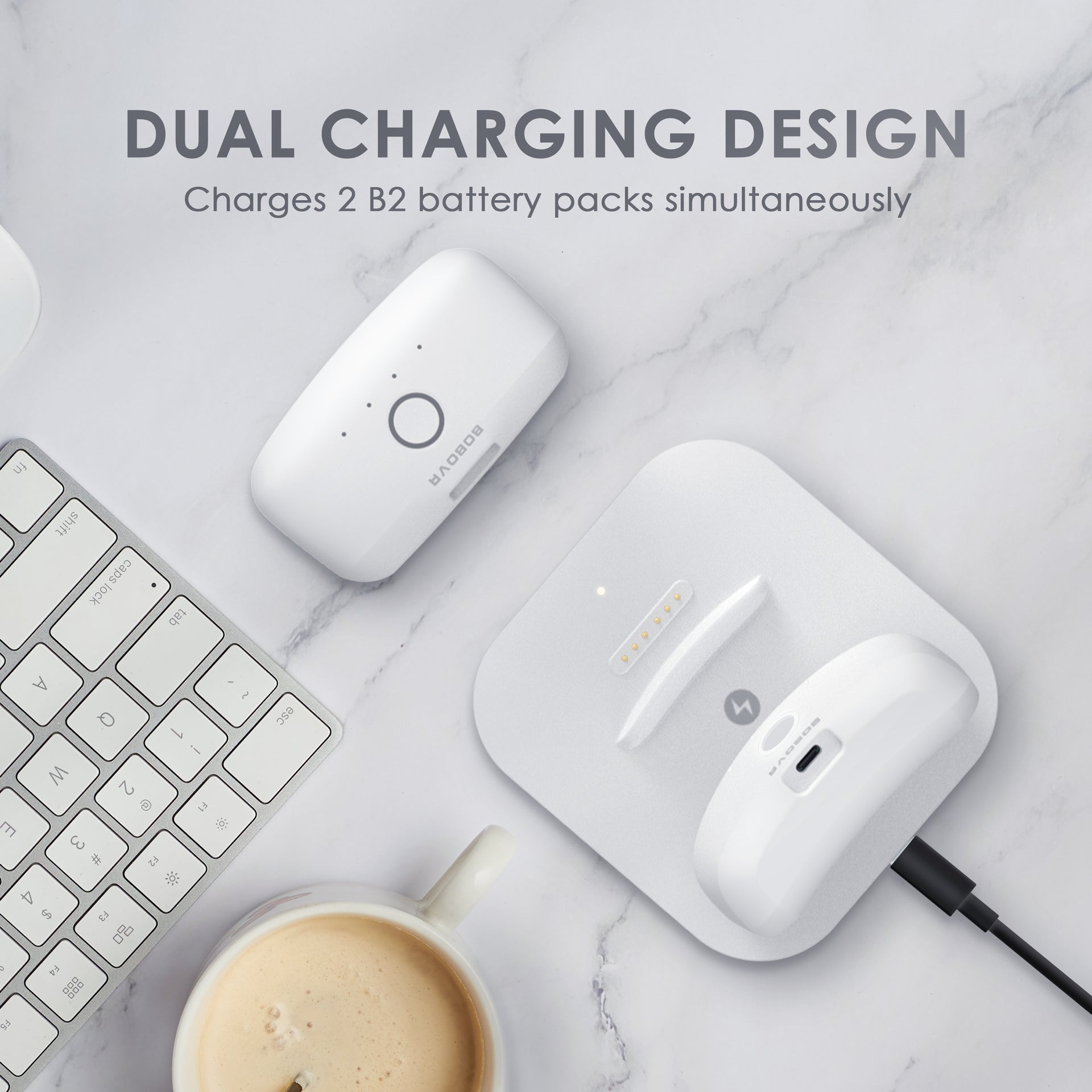 BOBOVR Twin Charger Station/Dock for B2 Battery Pack,Ultra-Thin Design, Magnetically Supply Power to 2 B2 Battery Packs at The Same Time