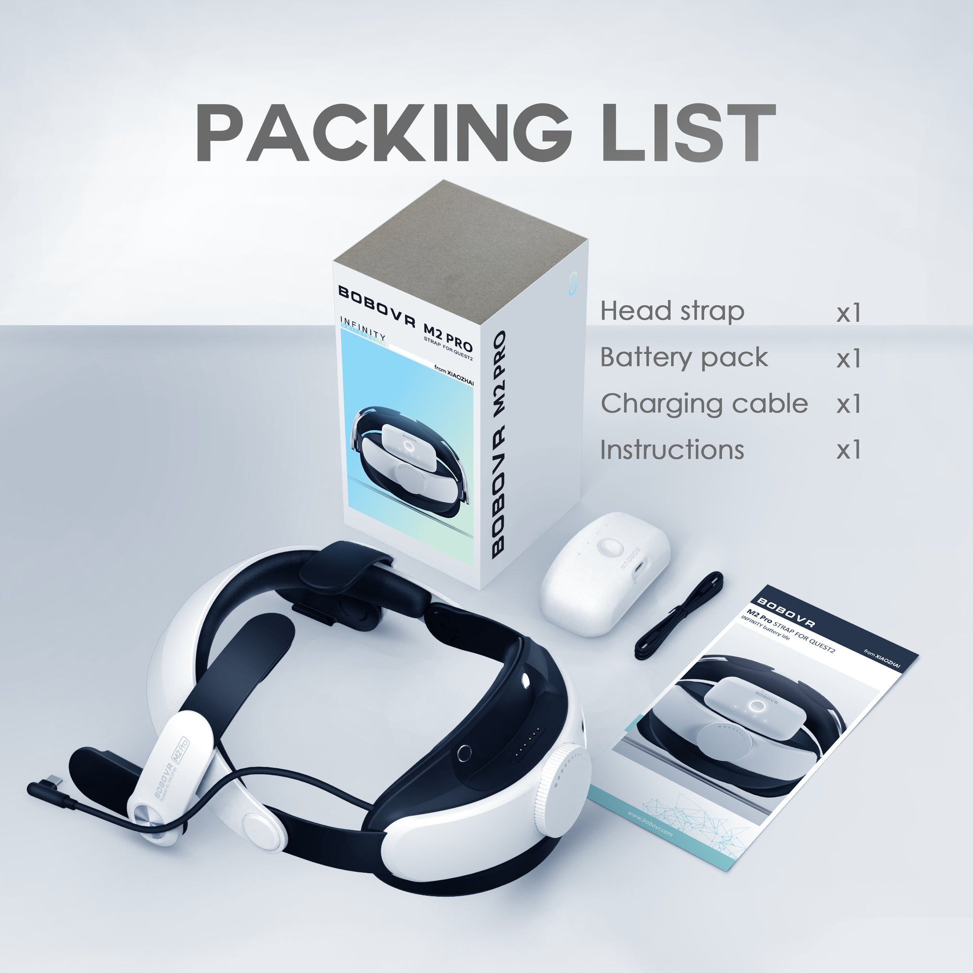BOBOVR M2 Pro Battery Pack Head Strap Compatible With Quest 2,Magnetic Connection And Lightweight Design
